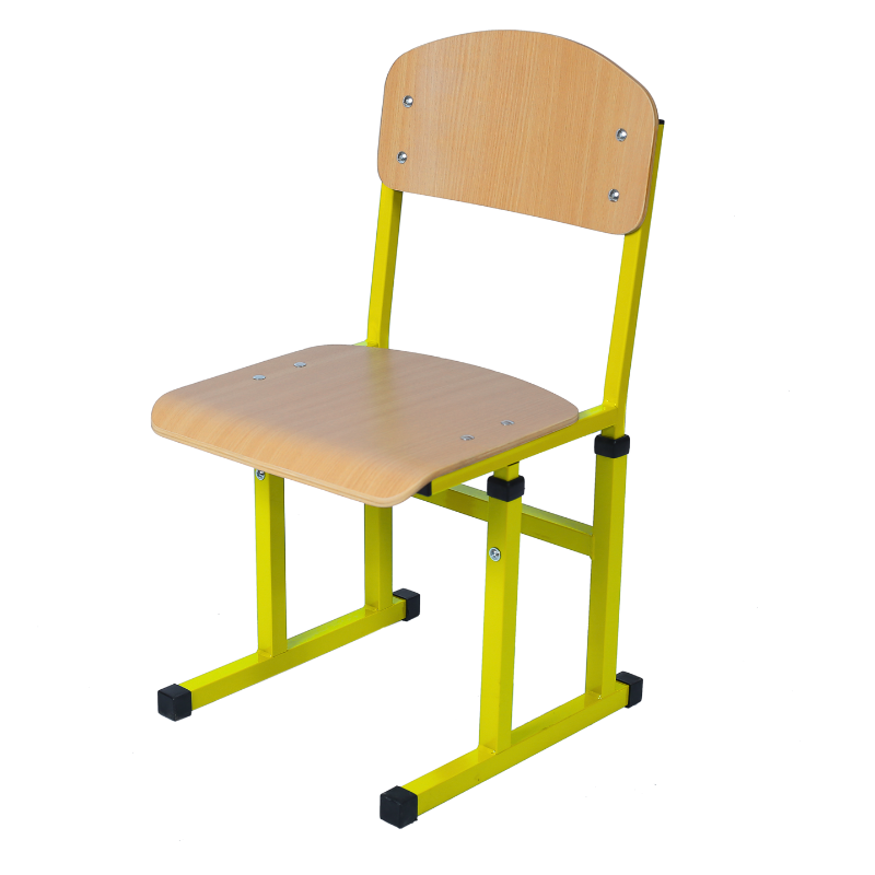 Стілець учнівський полозковий, на квадратній металевій трубі, з покриттям фанери пластиком HPL, ростові групи №4-6, АЛМАНТ, 380х430х740-820 мм, (h=380-460 мм).